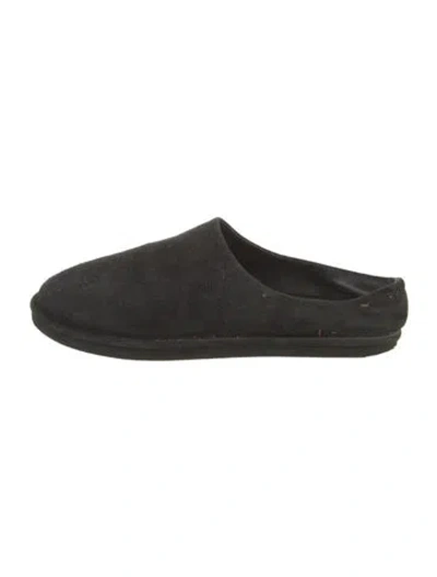 Pre-owned Auralee Suede Slippers In Black