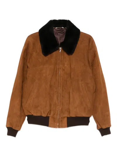 Auralee Suede Zip-up Jacket In Brown