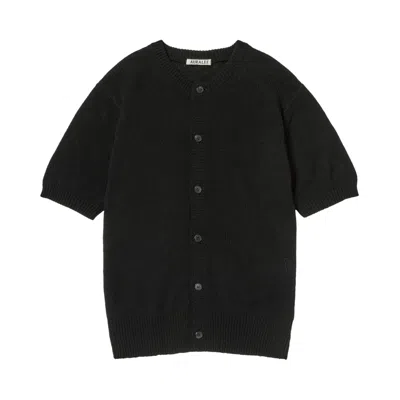 Pre-owned Auralee Summer Cashmere Knit Half Sleeved Cardigan 'black' | Women's Size 2