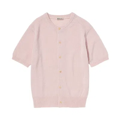 Pre-owned Auralee Summer Cashmere Knit Half Sleeved Cardigan 'light Pink' | Women's Size 2