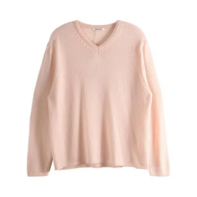 Pre-owned Auralee Summer Cashmere Knit V-neck Pullover 'light Pink' | Men's Size 3