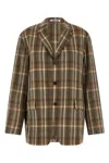 Auralee Check-pattern Wool Blazer In Brown