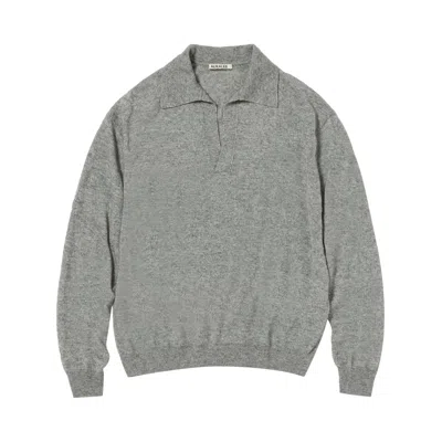 Pre-owned Auralee Super Fine Cashmere Silk Knit Skipper Polo 'grey' | Women's Size 1