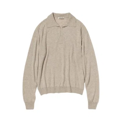 Pre-owned Auralee Super Fine Cashmere Silk Knit Skipper Polo 'top Beige' | Cream | Women's Size 2