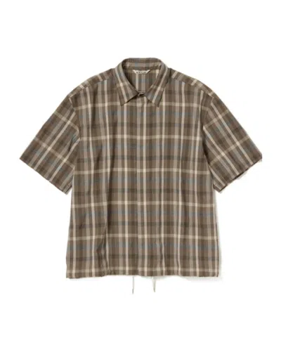 Auralee Super Fine Tropical Wool Check Half-sleeved Shirt In Green
