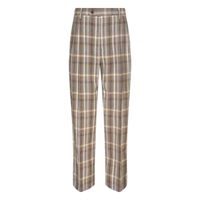 Auralee Super Fine Tropical Wool Check Pants In Multi