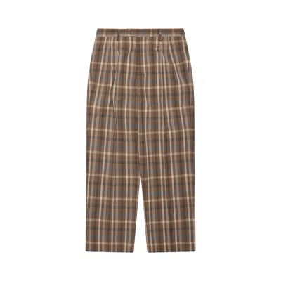 Pre-owned Auralee Super Fine Tropical Wool Check Two-tuck Slacks 'top Brown Check' | Men's Size 3