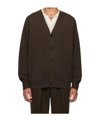 Auralee Super Fine Wool Cardigan In Black