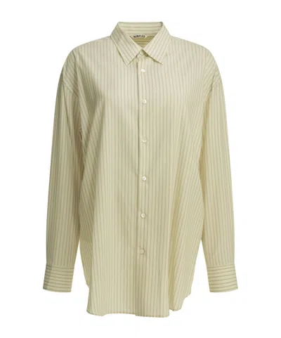 Auralee Super Fine Wool Casual Shirt In Brown