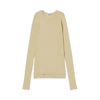 Pre-owned Auralee Super Fine Wool High Gauge Rib Sweater 'light Beige' | Tan | Women's Size 0