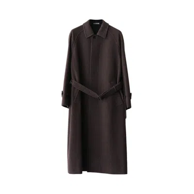 Pre-owned Auralee Super Fine Wool Mosser Soutien Collar Coat 'top Brown' | Women's Size 0