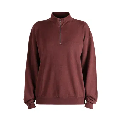 Pre-owned Auralee Super High Gauge Sweat Half Zip Pullover 'burgundy' | Tan | Women's Size 0