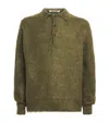 Auralee Super Kid Mohair-wool Brushed Polo Sweater In Green