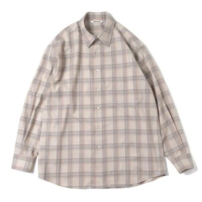 Pre-owned Auralee Super Light Wool Check Shirt In Light Beige Check