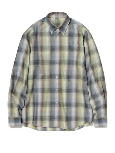 Auralee Super Light Wool Checkman Blue And Green