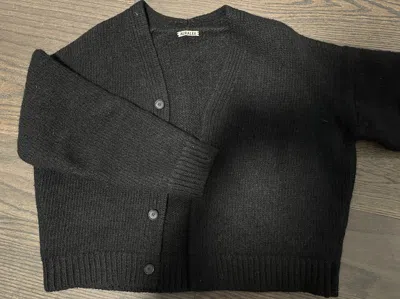 Pre-owned Auralee Super Milled Big Knit Cardigan In Black
