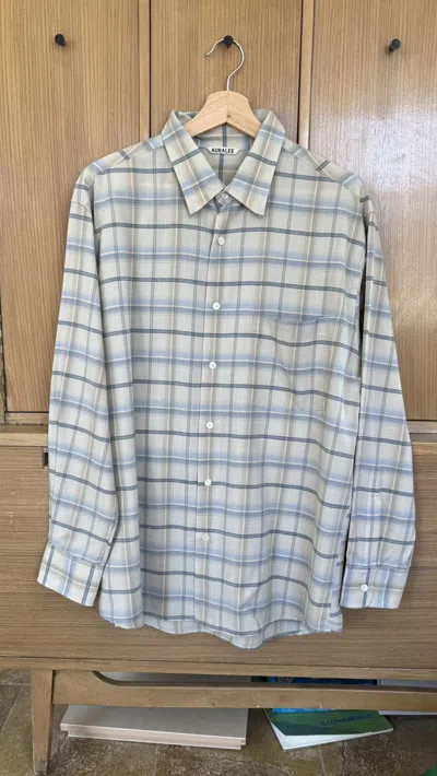 Pre-owned Auralee Superlight Wool Plaid Shirt In Blue