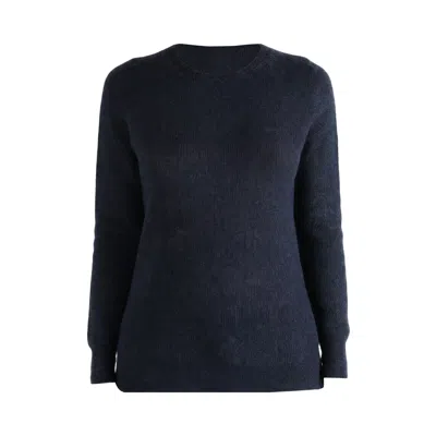 Pre-owned Auralee Suri Alpaca Sheer Knit Pullover 'navy' | Tan | Women's Size 2