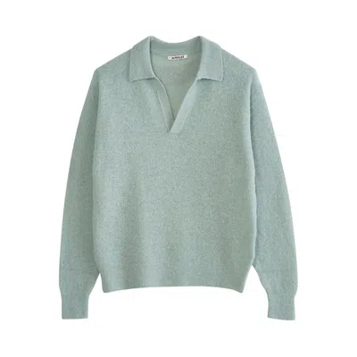 Pre-owned Auralee Suri Alpaca Sheer Knit Skipper Polo 'dusty Mint' | Green | Men's Size 4