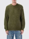 Auralee Soft Mohair Crewneck Sweater With Refined Finish In Green
