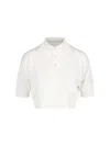 Auralee Cropped Silk Polo With Classic Collar In White
