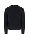 Auralee Textured Knit Long Sleeve Crew Sweater In Black