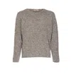 Auralee Textured Knit Crewneck Sweater With Long Sleeves In Neutral