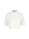 Auralee Cropped Silk Polo With Classic Collar In White