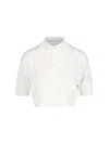 Auralee Cropped Silk Polo With Classic Collar In White