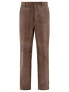 Auralee Tailored Brown Lamb Leather Trousers With Classic Waistband In Gray