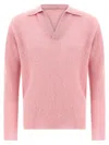 Auralee Baby Suri Alpaca Sheer Knit Skipper Polo In Pink