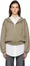 Auralee Taupe Smooth Soft Sweat Hoodie In Olive Brown