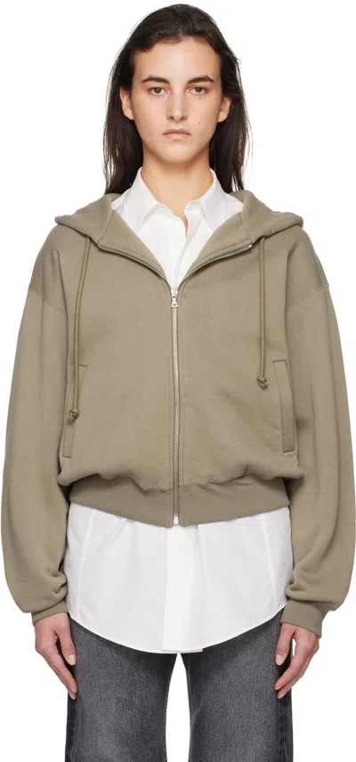 Auralee Taupe Smooth Soft Sweat Hoodie In Olive Brown