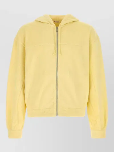 Auralee Terry Hooded Sweatshirt Long Sleeves Ribbed Trims In Yellow