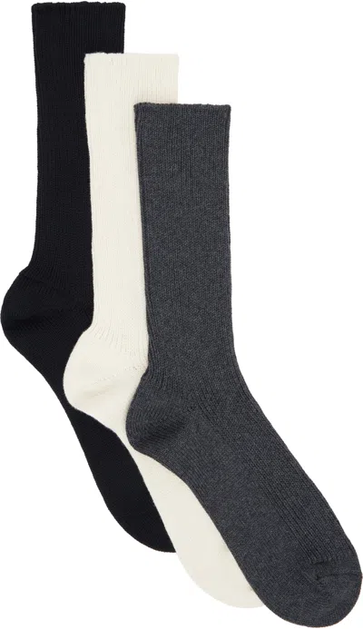 Auralee Three-pack Multicolor Low Gauge Socks