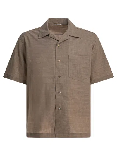 Auralee Short Sleeve Wool Shirt With Chest Pocket In Multi
