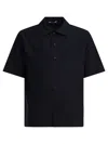 Auralee Short Sleeve Wool Shirt With Chest Pocket In Black