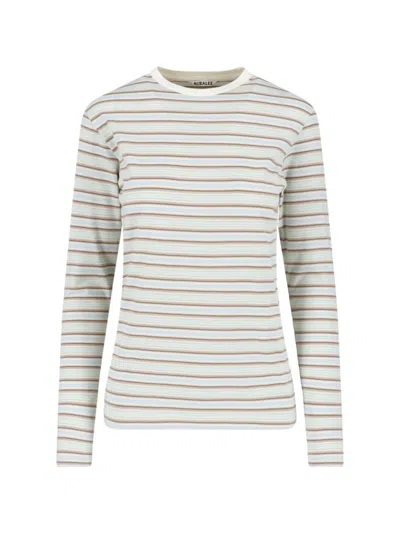 Auralee T-shirt "gradient Stripe" In Multi