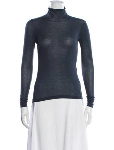 Pre-owned Auralee Turtleneck Long Sleeve Top In Blue