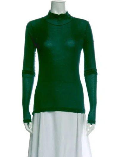 Pre-owned Auralee Turtleneck Long Sleeve Top In Green