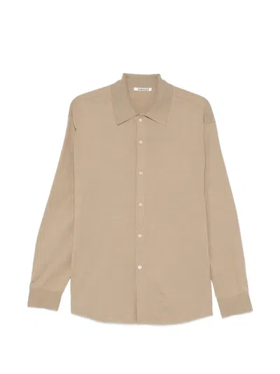 Auralee Tussah High-gauge Silk Cardigan In Brown