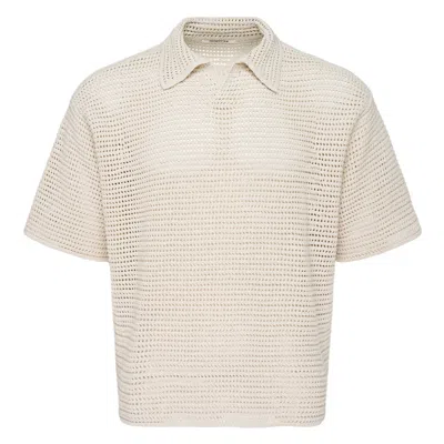 Auralee Tussah Open-knit Silk And Cotton-blend Polo Shirt In
