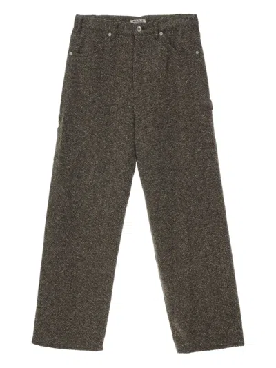 Auralee Tweed Painter Trousers In Brown