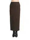 Auralee Khaki Lama Shetland Wool Tweed Maxi Skirt In Brown