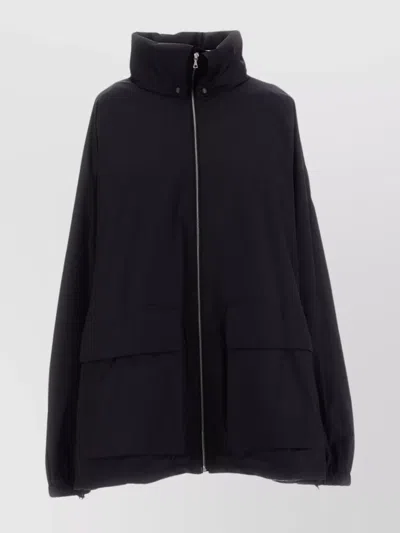 Auralee Twist Hooded Zip Jacket In Black