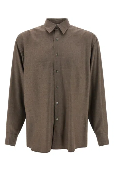Auralee Ultra-fine Velvet Wool Shirt In Brown