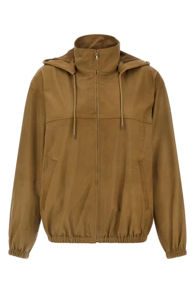 Auralee Ultra-thin Leather Jacket In Green