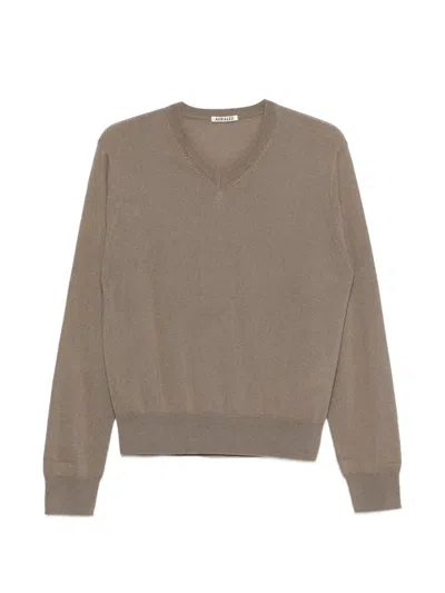 Auralee V-neck Sweater In Brown
