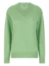 Auralee V-neck Long Sleeve Cashmere Knit Sweater In Green