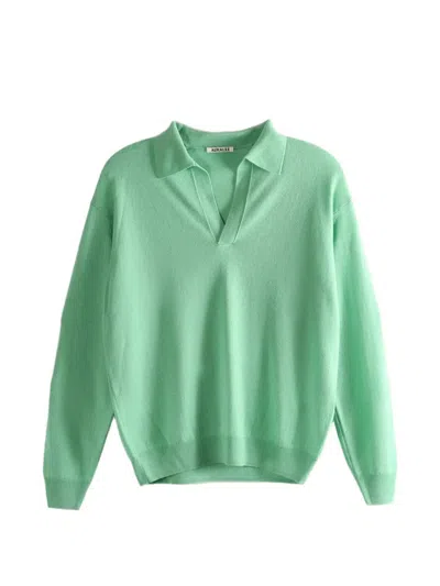 Auralee V-neck Sweater In Green